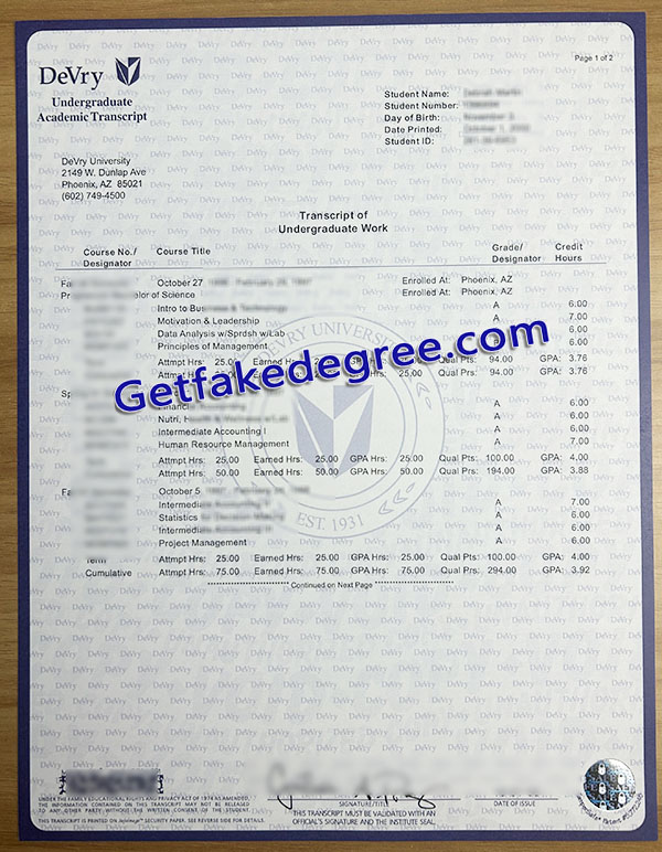 Apply 2024 DeVry University Transcript - Buy Fake High School and ...